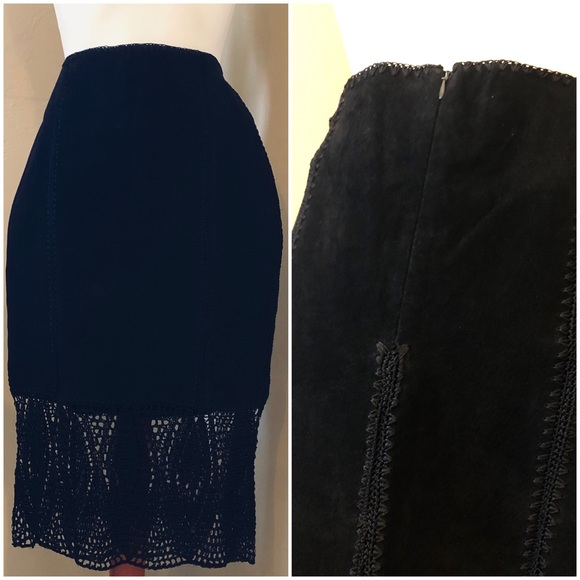Leather & Crochet Wiggle Pin Up Skirt - Picture 1 of 7